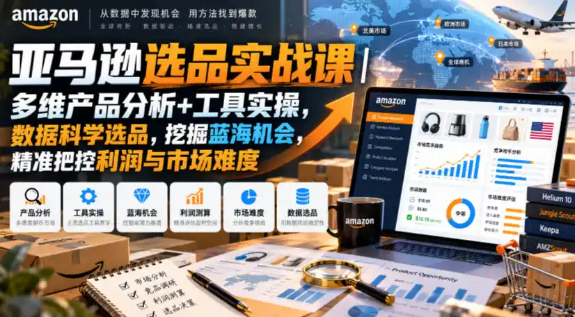 亚马逊选品实战课|多维产品分析+工具实操,数据科学选品,挖掘蓝海机会,精准把控利润与市场难度 亚马逊选品实战课|多维产品分析+工具实操,数据科学选品,挖掘蓝海机会,精准把控利润与市场难度
