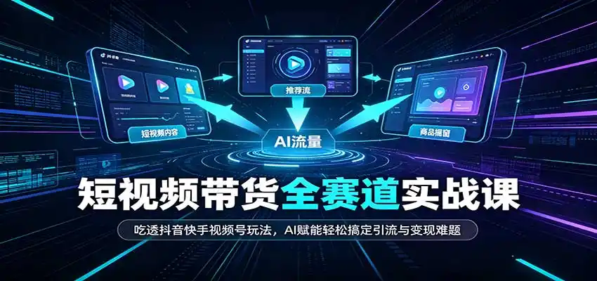短视频带货全赛道：吃透抖音快手视频号玩法，AI赋能轻松搞定引流与变现难题-百盟网