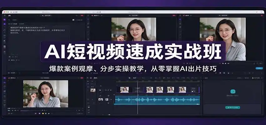 AI短视频速成实战班：爆款案例观摩、分步实操教学，从零掌握AI出片技巧-百盟网