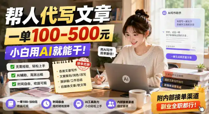 帮人代写文章,一单100-500,小白用AI就能干,附内部接单渠道,副业全职都行【揭秘】-百盟网