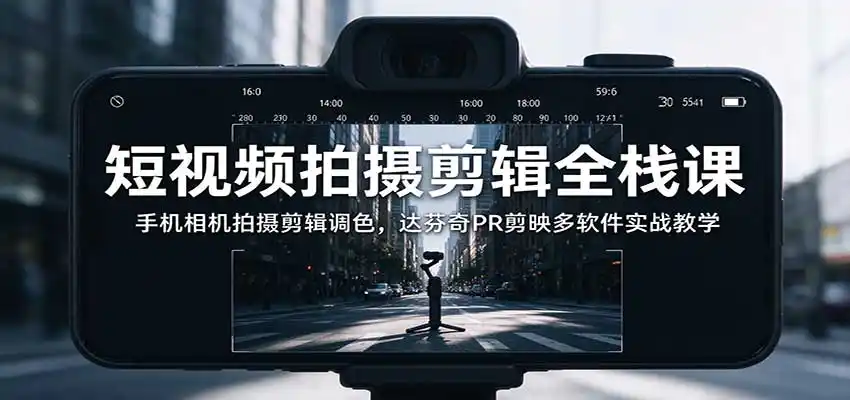 短视频拍摄剪辑全栈课：手机相机拍摄剪辑调色，达芬奇PR剪映多软件实战教学-百盟网