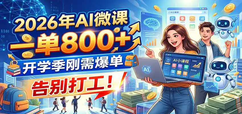 2026年AI微课，一单800+，开学季刚需爆单，告别打工！-百盟网