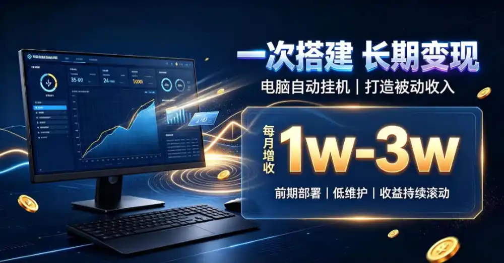 一份投入长期收益,电脑自动挂G类目,搭建被动收入每月增收1w-3w【揭秘】 一份投入长期收益,电脑自动挂G类目,搭建被动收入每月增收1w-3w【揭秘】